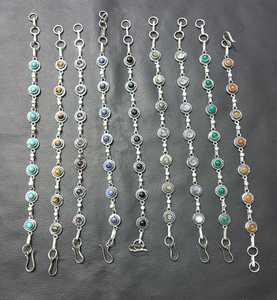 Comprar pulseras de cristal de piedras preciosas de piedra de moda pulsera plateada pulseras lindas para mujeres y niñas artesanías Rawat - Product Image 1