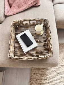 Eco-Friendly Elegant Vietnamese Modern Rectangle Handwoven Rattan Serving Tray Carrying <b>Handles</b> Renewable Material Storage - Product Image 2