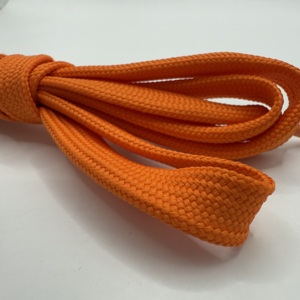 Cordons de tirage en polyester plat orange de 1cm Prix de gros Lacets colorés pour baskets Pantalons-Sacs en corde creuse de couleur pure Vêtements - Product Image 4