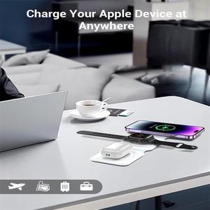 Cargador inalámbrico magnético plegable 3 en 1 Estación de <span class=keywords><strong>carga</strong></span> inalámbrica rápida para iPhone 15/14/13/12 <span class=keywords><strong>Pro</strong></span> Max para iWatch para <span class=keywords><strong>AirPods</strong></span> - Product Image 5