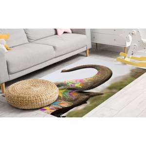 Tapis imprimé éléphant - Tapis imprimé pour la maison, facile à nettoyer, avec poils doux - Product Image 5
