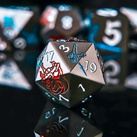 Jeu de dés DND bleu-noir à pointes, 7 dés métalliques pour jeux de rôle Dragon et Donjons, à bords tranchants, faits à la main, pour jeux de société