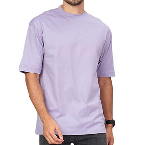 mens lavender light <b>purple</b> oversized loose fit plain solid blank casual short sleeve <b>tshirt</b> crewneck basic tee top - Product Image 1