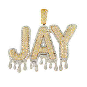 Collar con colgante de logotipo inicial de diamante con placa grande, joyería de Hip Hop de moissanita brillante personalizada para hombres, chapado en rodio - Product Image 1