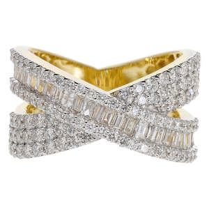 แหวนเพชรชุบโรเดียมสุดคลาสสิกประดับด้วยเพชร14K อันประณีตดีไซน์แบบไขว้ที่ประณีตและมีการตัดที่ยอดเยี่ยมแบบกลม - Product Image 6