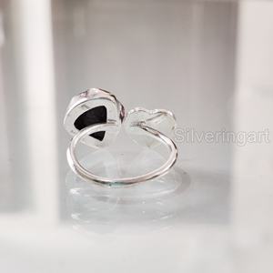 Bague pour femme en pierre brute, pierre précieuse grenat naturel, pierre de naissance de janvier, forme cœur, ajustable, en argent sterling 925 - Product Image 5