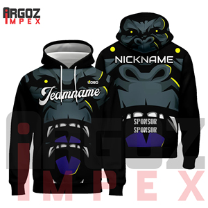 Sudadera con capucha personalizada clásica para hombre de MOQ bajo 100% poliéster con logotipo de mascota sublimado diseño de animales para ropa de invierno informal - Product Image 4