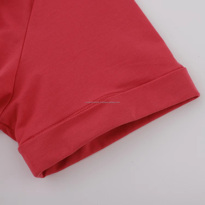 Camisetas de manga corta rojas con cuello redondo de algodón 100% de alta calidad para mujer, respetuosas con el medio ambiente, servicio ODM OEM, uso diario - Product Image 4
