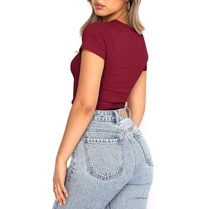 Camisetas de Tirantes Deportivas de Alta Calidad para Mujer, Camisetas de Algodón de Media Manga, Ropa Casual de Yoga, Fabricante Pakistaní, Tejido de Punto Corto - Product Image 3