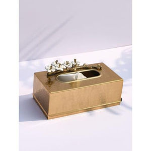 Boîte à mouchoirs décorative moderne en métal de première qualité en acier inoxydable porte-mouchoirs à motifs floraux accessoires de serviette pour fournitures d'hôtel - Product Image 6