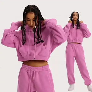 Vente en gros Ensemble sweat à capuche et pantalon de survêtement unis-Sweat-shirt surdimensionné à épaules tombantes pour les commandes personnalisées - Product Image 4