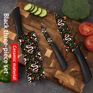 En stock Ensemble de couteaux de cuisine en céramique de qualité supérieure avec manche en plastique 6 ensembles Couteau de chef tranchant pour un usage domestique Vente chaude - Product Image 5