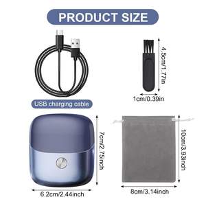 Afeitadora Eléctrica Recargable USB para Hombre, Mini Afeitadora de Doble Cabezal para Viaje, Uso en Seco y Húmedo, Resistente al Agua IPX7, Cuchilla Doble Azul, Lavable - Product Image 5