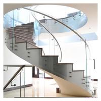 Prima industrie moderne économique intérieur escalier en bois escalier incurvé avec garde-corps en verre marches d'escalier en marbre escaliers de décoration