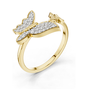 Bague papillon en diamant cultivé en laboratoire de 0,216 CT pour femmes, or 18 carats, 14 carats, 10 carats et argent 925, or rose, or jaune, or blanc - Product Image 6