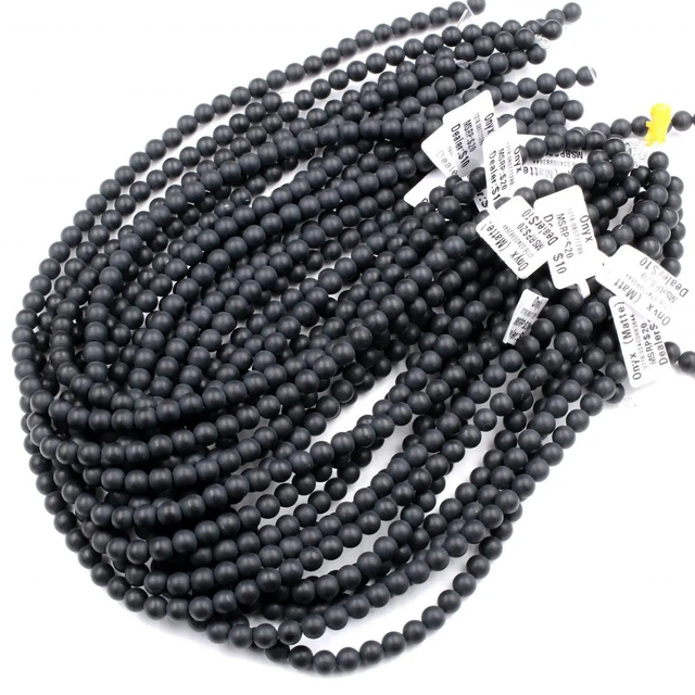 Hot Sale 10mm Natural Black Onyx Matte Smooth Round Gemstone Beads Strand at Best Wholesale Price Manufacturer Jewelry Supplier