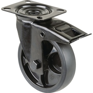 Brake Caster Wheel 125mm Diameter 120kg Load Capacity Rubber 104x80mm Black for Furniture - Product Image 1