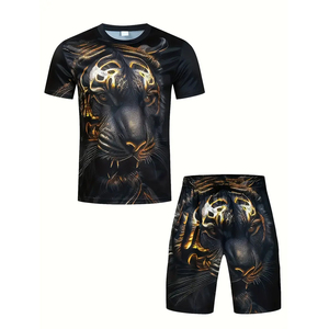 Conjunto Deportivo de Verano para Hombre, Diseño Personalizado, Estilo Urbano, Transpirable, de 2 Piezas, Sudadera y Pantalones Cortos - Product Image 1