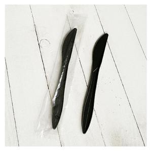 Boardwalk Mediumweight <b>Wrapped</b> Polypropylene <b>Plastic</b> Disposable Knife Cutlery Black-1000/Carton - Product Image 1