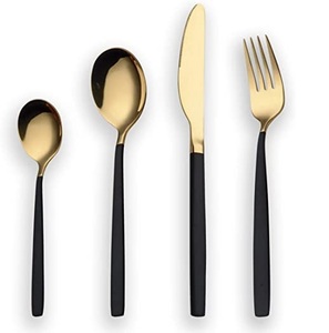 Ensemble de couverts plaqués or en métal de nouveau style en émail rose poignée ronde pour la maison et les ensembles de couverts de vaisselle d'hôtel - Product Image 4