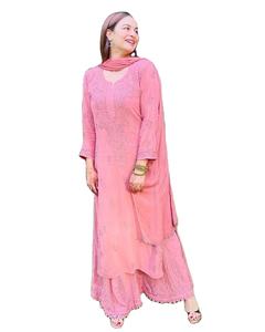 Dernier Designer Faux Georgette Coton Broderie Fil Travail Sharara Costume Par Fab Zone - Product Image 1