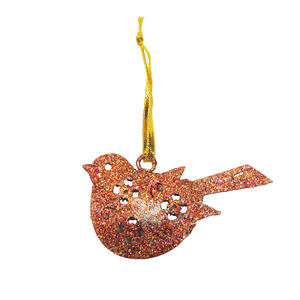 Ornement à suspendre pour oiseau à paillettes dorées Décoration d'arbre de Noël en métal Figurine d'oiseau étincelant Décoration de maison de vacances Pièce cadeau - Product Image 3