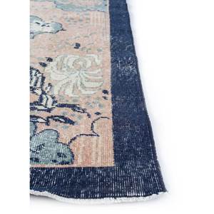 Tapis en laine bleue vintage fait main, motif floral abstrait, pelucheux, pour la maison, le salon, le couloir, tapis rectangulaire tressé - Pae-2345 - Product Image 4