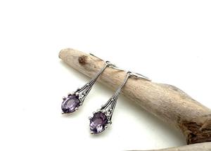 Pendientes clásicos de plata maciza 925, joyería para mujer, Plata de Ley 925, amatista, piedras preciosas, estilo bohemio, pendientes hechos a mano, regalo - Product Image 2