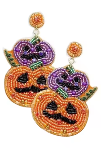 Pendientes bordados con cuentas de semillas de naranja y perlas Piedras principales de diamantes de artesanías MD - Product Image 4