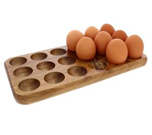 Nouveau design Plateau à oeufs fini naturel en bois durable Porte-oeufs en bois rustique pour oeufs utilisable dans le réfrigérateur de cuisine. - Product Image 5