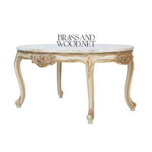 Mesa de Centro Clásica de Lujo con Tapa de Mármol Blanco, Patas Talladas en Oro Ornamentadas, Acabado de Diseño Europeo Elegante - Product Image 3
