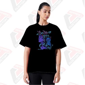 T-shirt tendance pour femmes pour l'été, confortable, écologique, en denim, batik, velours côtelé, avec appliques et perles. - Product Image 1