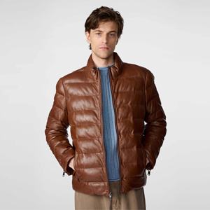 Chaqueta de Plumón Corta de Invierno, Gruesa, Brillante y Cálida, Talla Grande, Color Naranja, Personalizable OEM ODM, Chaqueta Clásica con Cierre para Hombre - Product Image 2