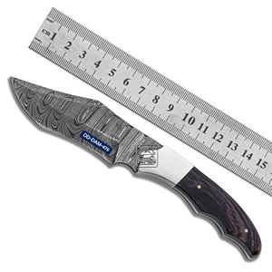 Couteau de chasse fait main personnalisé lame en acier damas manche en bois wengé traversins gaine en cuir gaufré gravé au Laser - Product Image 3