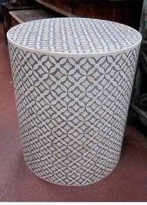 Modern Handmade Farmhouse Round Bone Inlay Geometry Design Stool <b>Console</b> <b>Table</b> for Living Room School & Bedroom Use - Product Image 4