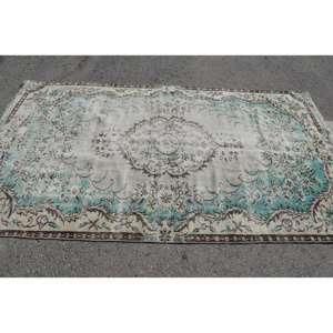 Alfombra de retazos de 5x9 pies hecha a mano de lana de alta calidad, clásica, blanca, verde, rectangular, patrón de pasillo, sala de estar látex para, dormitorio, Adolescentes - Product Image 3