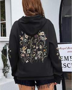Nouveauté Pull à capuche pour femme en coton 100% avec broderie florale, sweat-shirt décontracté et chaud fabriqué au Bangladesh - Product Image 4