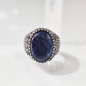 Nouvelle arrivée bague pour homme Sodalite bleue naturelle pierre précieuse bague de naissance toutes tailles bijoux de mariage arabe bague en argent sterling 925 - Product Image 4