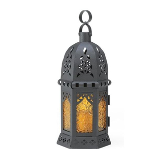 Linterna colgante de Metal de estilo marroquí de alta calidad, adorno festivo de Navidad PARA EL Día de San Valentín, decoración de cristal colorida para el hogar de hierro - Product Image 6