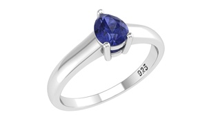 Anello di Fidanzamento Classico da Donna con Tanzanite Naturale Taglio a Pera da 0,26ct, in Argento Sterling 925 con Montatura a Griffe - Product Image 6