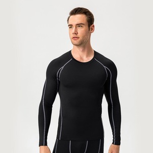 Chemises de compression à manches longues avec LOGO personnalisé Chemises de compression pour hommes Gym Rash Guard Fitness Wear Tops Chemise de compression Chemises amincissantes pour le corps - Product Image 1