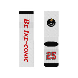 Essere Ike-Conic calzini sportivi/Business alti 3D cartoni animati stampa digitale in poliestere Spandex disponibile polsino rosso marrone inferiore - Product Image 3