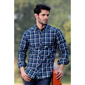 Chemise décontractée pour homme JAMES avec logo personnalisé, 100% coton, manches longues, tissu popeline, design à carreaux, taille XL - Fournisseur ODM - Product Image 1