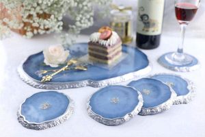 Juego de Moldes para Bandejas de Resina, Modelo 1 Pieza con 4 Moldes para Posavasos y 2 Asas Plateadas, Hecho a Mano, Personalizable, Decoración del Hogar - Product Image 2