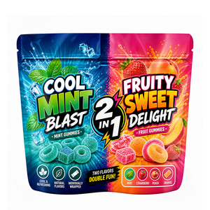 Custom 2 in 1 Double Mylar Bags Smell Proof Die <b>Cut</b> Ziplock Bags 3.5G 7G Double Chamber Packaging for Candy Snack - Product Image 1