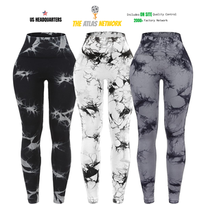 Liền Mạch Cao Eo Tập Luyện Xà Cạp Cho Phụ Nữ 100% Polyester Trọng Lượng Nhẹ Tie Dye Dệt Kim Scrunch Mông Nâng Phù Hợp Với Đồng Bằng Nhuộm - Product Image 1