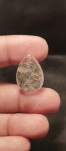 Pierres précieuses en vrac calibrées, forme trilobée, cabochon à dos plat, qualité rutile doré naturel - Product Image 4