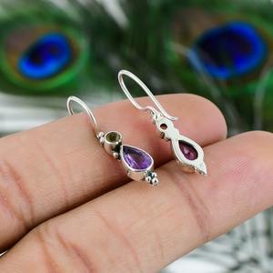 925 Solid Sterling Silver Amethyst Gemstone <b>Earrings</b> Best Design <b>Earrings</b> for Women and Girls <b>Dangle</b> <b>Earrings</b> Silver Jewelry - Product Image 4