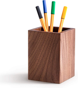Porte-stylos et crayons en bois de noyer pour bureau, grand design carré, porte-stylos et crayons en bois, porte-pinceaux de maquillage - Product Image 4