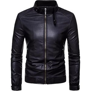 Chaqueta de cuero de moda ajustada para motocicleta juvenil personalizada para hombre, lona a prueba de agua con cuello levantado y diseño de pecho - Product Image 4